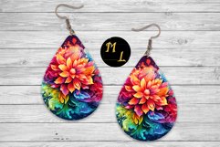 Rainbow flower Earrings design,flower Earrings sublimation Product Image 1