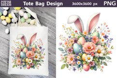 Ears Bunny Flowers Sublimation | Easter Hunter Tote Bag Product Image 1