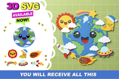 Kawaii Earth and Space 3D SVG Product Image 1