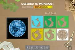 3D Shadowbox World Map Layered Papercut Product Image 1