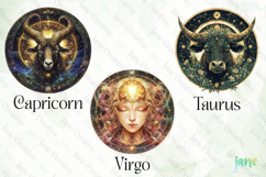 Earth Signs Brilliant Zodiac Sublimation Clipart Product Image 1