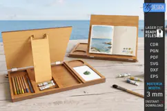 Easel for Drawing Laser Cut | 3D Tabletop Art Easel Box SVG Product Image 1