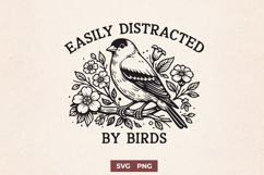 Easily Distracted by Birds SVG PNG | Cottagecore Bird Quote Product Image 1