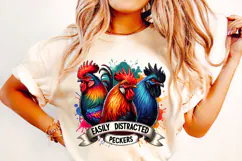 Easily Distracted By Peckers PNG, Funny Chicken PNG, Rooster Product Image 2