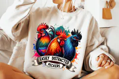 Easily Distracted By Peckers PNG, Funny Chicken PNG, Rooster Product Image 1