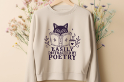 Easily Distracted By Poetry Poetry Lover Cat Bookish SVG PNG Product Image 2