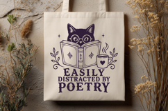 Easily Distracted By Poetry Poetry Lover Cat Bookish SVG PNG Product Image 3