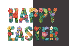 Happy Easter Floral PNG Clipart, Spring Sublimation Design Product Image 6
