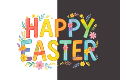 Happy Easter Floral PNG Clipart, Spring Sublimation Design Product Image 7