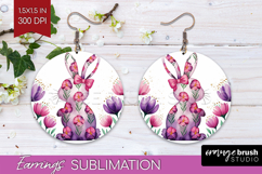 Easter Round Earrings - Floral Easter PNG Sublimation Product Image 1