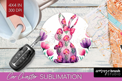 Easter Car Coaster - Floral Easter Coaster PNG Sublimation Product Image 1