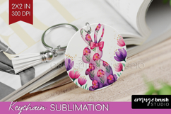 Easter Keychain PNG - Floral Easter Keychain Sublimation Product Image 1