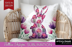 Easter Pillow Sublimation - Floral Easter Pillow Cover PNG Product Image 1