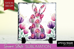 Easter Slate PNG - Floral Easter Square Slate Sublimation Product Image 1