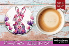 Easter Round Coaster - Floral Easter Coaster PNG Sublimation Product Image 1