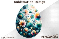Watercolor easter egg with flowers, easter egg clipart Product Image 1