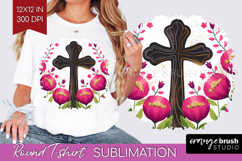 Easter Round Tshirt Background - Floral Easter PNG Product Image 1