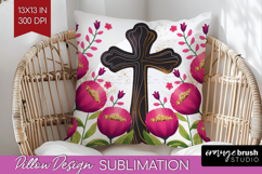 Easter Pillow Sublimation - Floral Easter Pillow Cover PNG Product Image 1