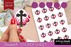 Easter Round Sticker - Floral Easter Printable Sticker Sheet Product Image 1