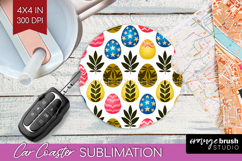 Easter Car Coaster - Floral Easter Coaster PNG Sublimation Product Image 1