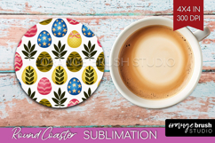 Easter Round Coaster - Floral Easter Coaster PNG Sublimation Product Image 1