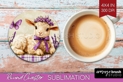 Easter Round Coaster - Floral Easter Coaster PNG Sublimation Product Image 1