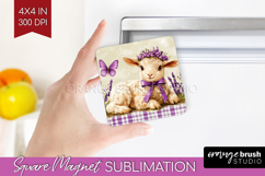 Easter Magnet Sublimation - Floral Easter Square Magnet PNG Product Image 1