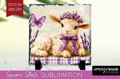 Easter Slate PNG - Floral Easter Square Slate Sublimation Product Image 1