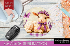 Easter Car Coaster - Floral Easter Coaster PNG Sublimation Product Image 1