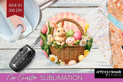 Easter Car Coaster - Floral Easter Coaster PNG Sublimation Product Image 1