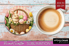 Easter Round Coaster - Floral Easter Coaster PNG Sublimation Product Image 1