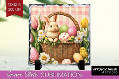Easter Slate PNG - Floral Easter Square Slate Sublimation Product Image 1
