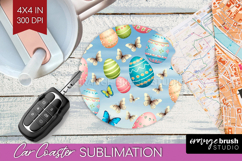 Easter Car Coaster - Floral Easter Coaster PNG Sublimation Product Image 1