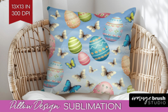 Easter Pillow Sublimation - Floral Easter Pillow Cover PNG Product Image 1