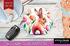 Easter Car Coaster - Floral Easter Coaster PNG Sublimation Product Image 1