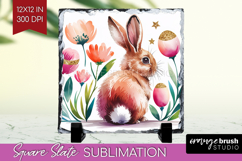 Easter Slate PNG - Floral Easter Square Slate Sublimation Product Image 1