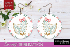 Easter Round Earrings - Floral Easter PNG Sublimation Product Image 1
