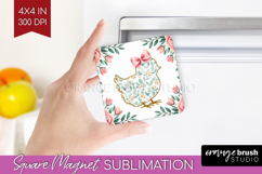 Easter Magnet Sublimation - Floral Easter Square Magnet PNG Product Image 1