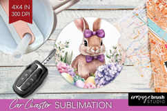 Easter Car Coaster - Floral Easter Coaster PNG Sublimation Product Image 1