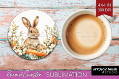 Easter Round Coaster - Floral Easter Coaster PNG Sublimation Product Image 1