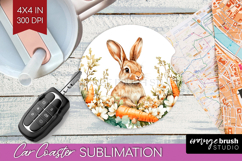 Easter Car Coaster - Floral Easter Coaster PNG Sublimation Product Image 1