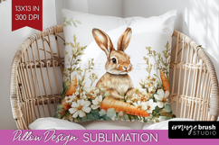 Easter Pillow Sublimation - Floral Easter Pillow Cover PNG Product Image 1