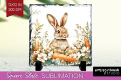 Easter Slate PNG - Floral Easter Square Slate Sublimation Product Image 1