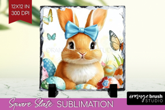 Easter Slate PNG - Floral Easter Square Slate Sublimation Product Image 1