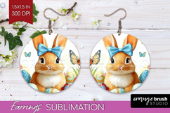 Easter Round Earrings - Floral Easter PNG Sublimation Product Image 1