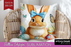 Easter Pillow Sublimation - Floral Easter Pillow Cover PNG Product Image 1