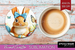Easter Round Coaster - Floral Easter Coaster PNG Sublimation Product Image 1