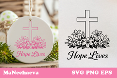 Christian Easter SVG | Hope Lives Cross Floral Design Product Image 1