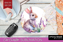 Easter Car Coaster - Floral Easter Coaster PNG Sublimation Product Image 1