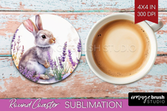 Easter Round Coaster - Floral Easter Coaster PNG Sublimation Product Image 1